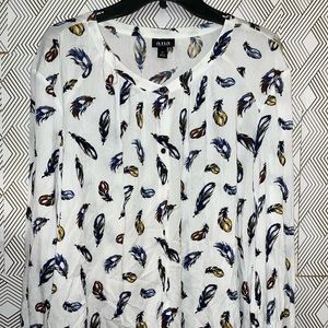 a.n.a Womens Split Crew Neck Long Sleeve Blouse